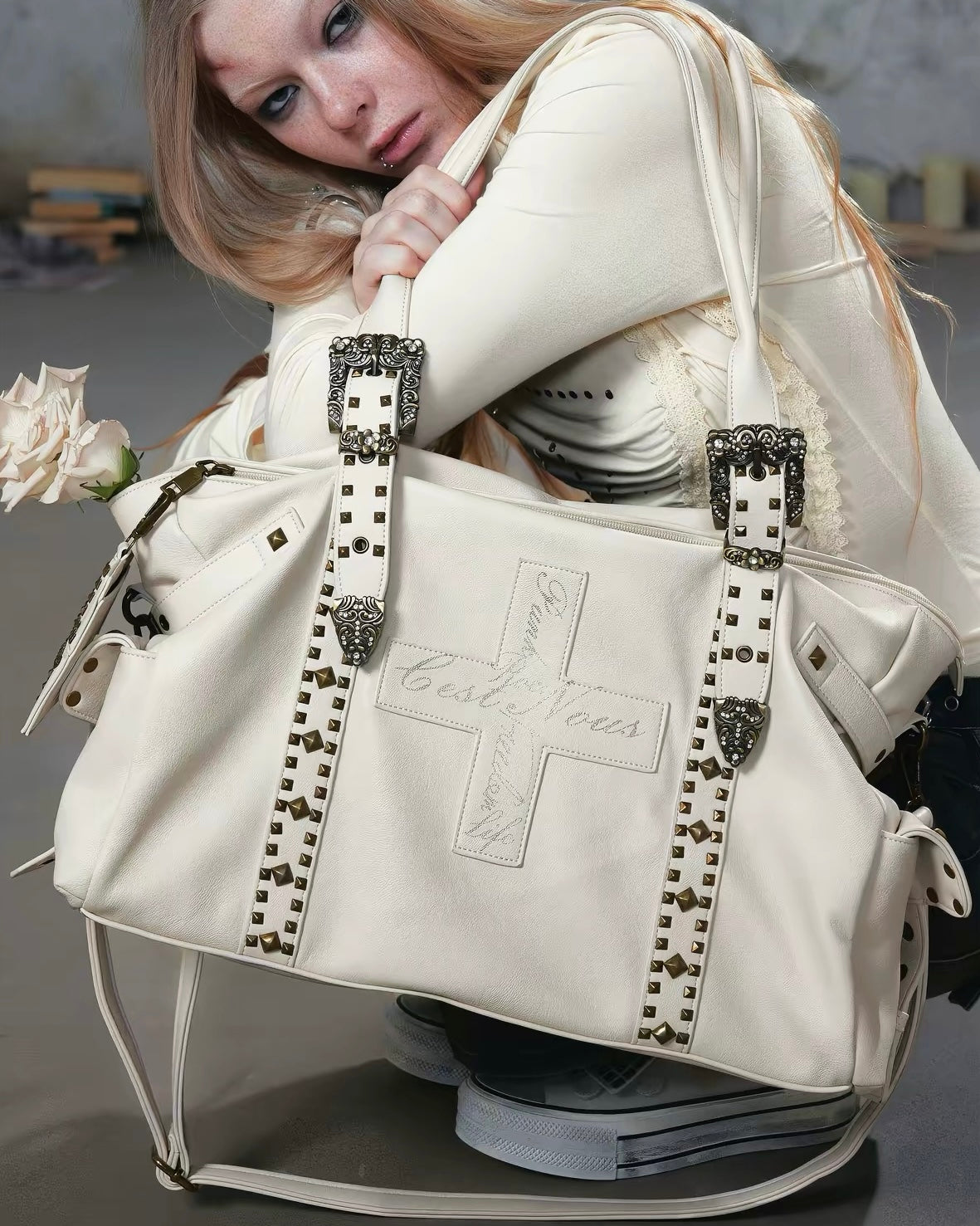 【Cest Nous】Graffiti Cross Leather Bag