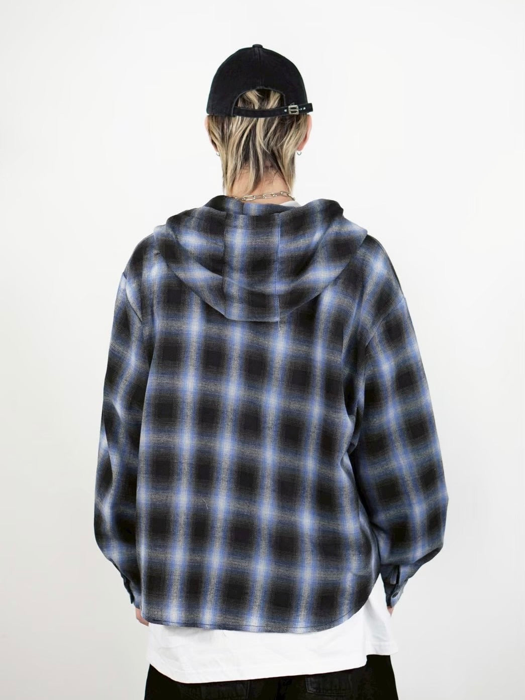 受注制【Chikashitsu +】tartan check hooded shirt (3color)