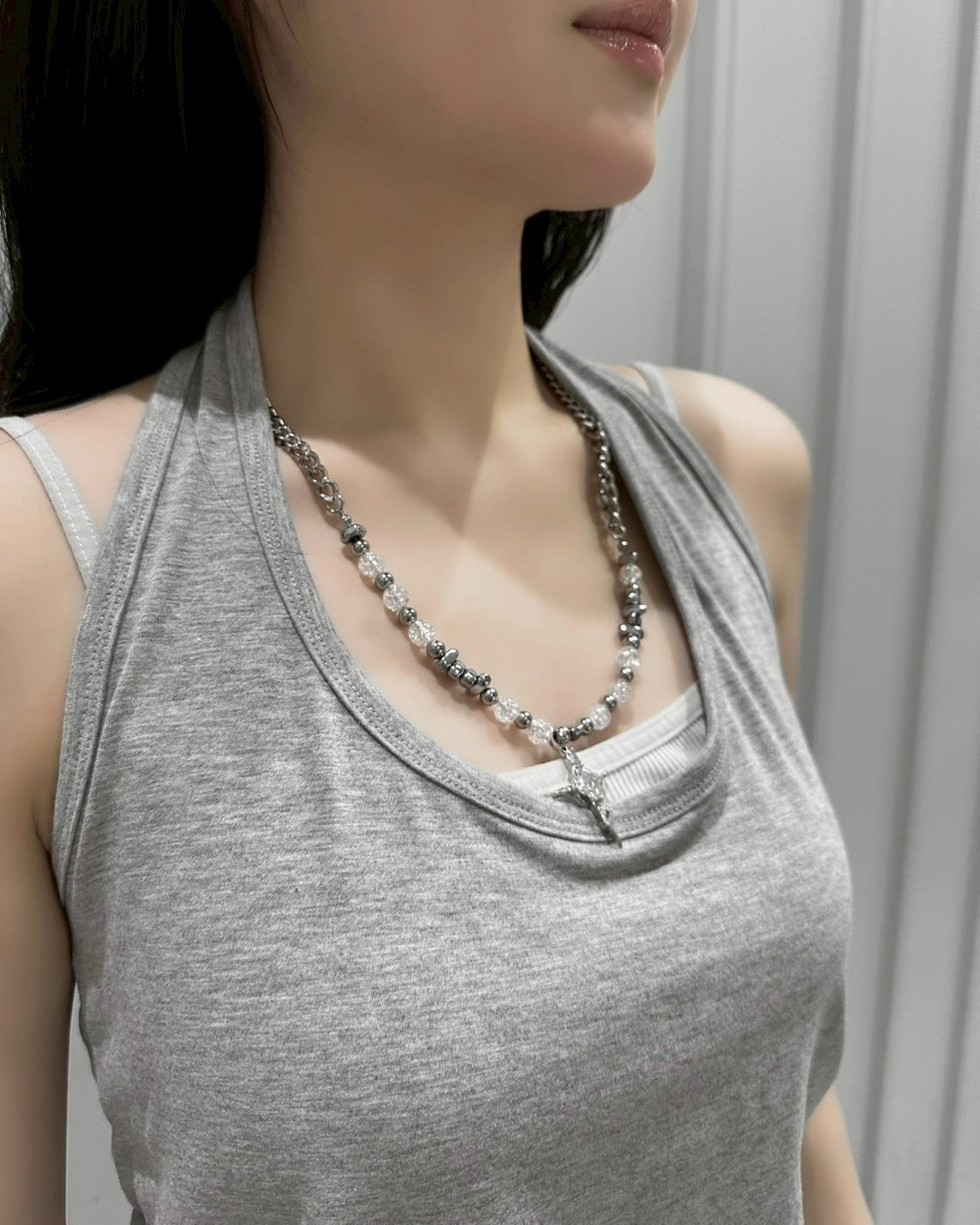 受注制【nmtc+】Layered Halter Strap Tank Dress (3color)