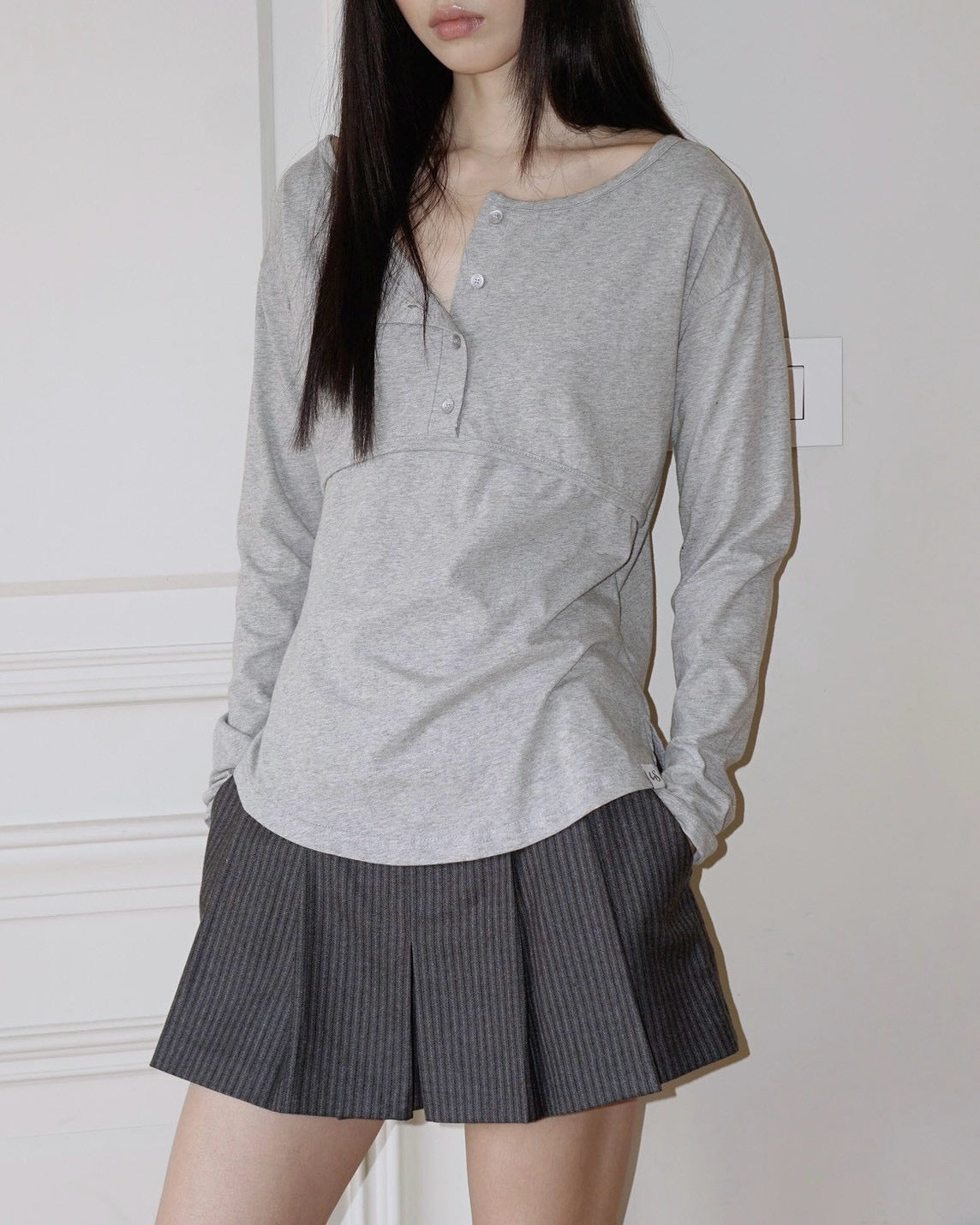 【Uglyshadow】PLACKET RIBBED T-SHIRT