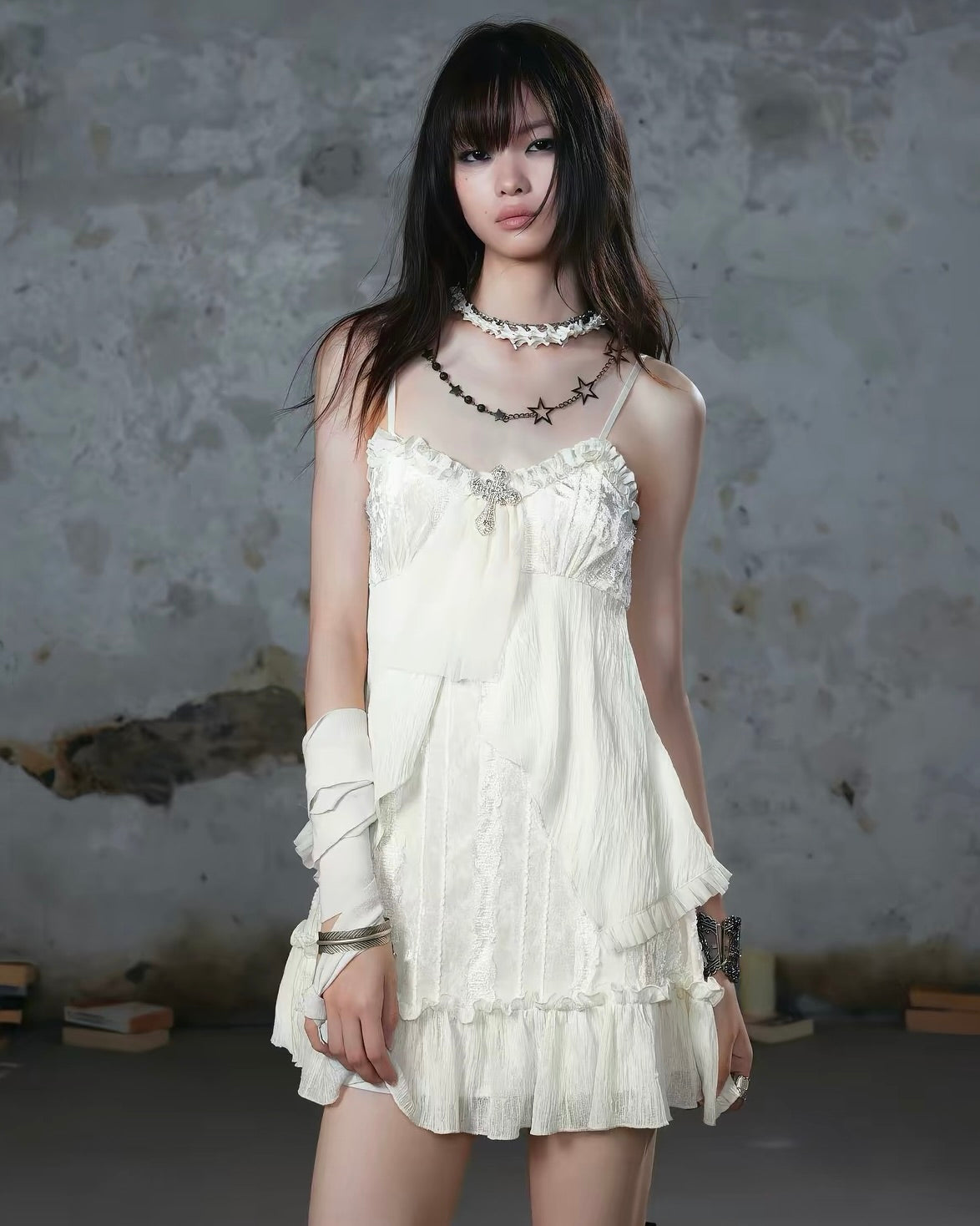【Cest Nous】Velvet Bow Slip 
Dress