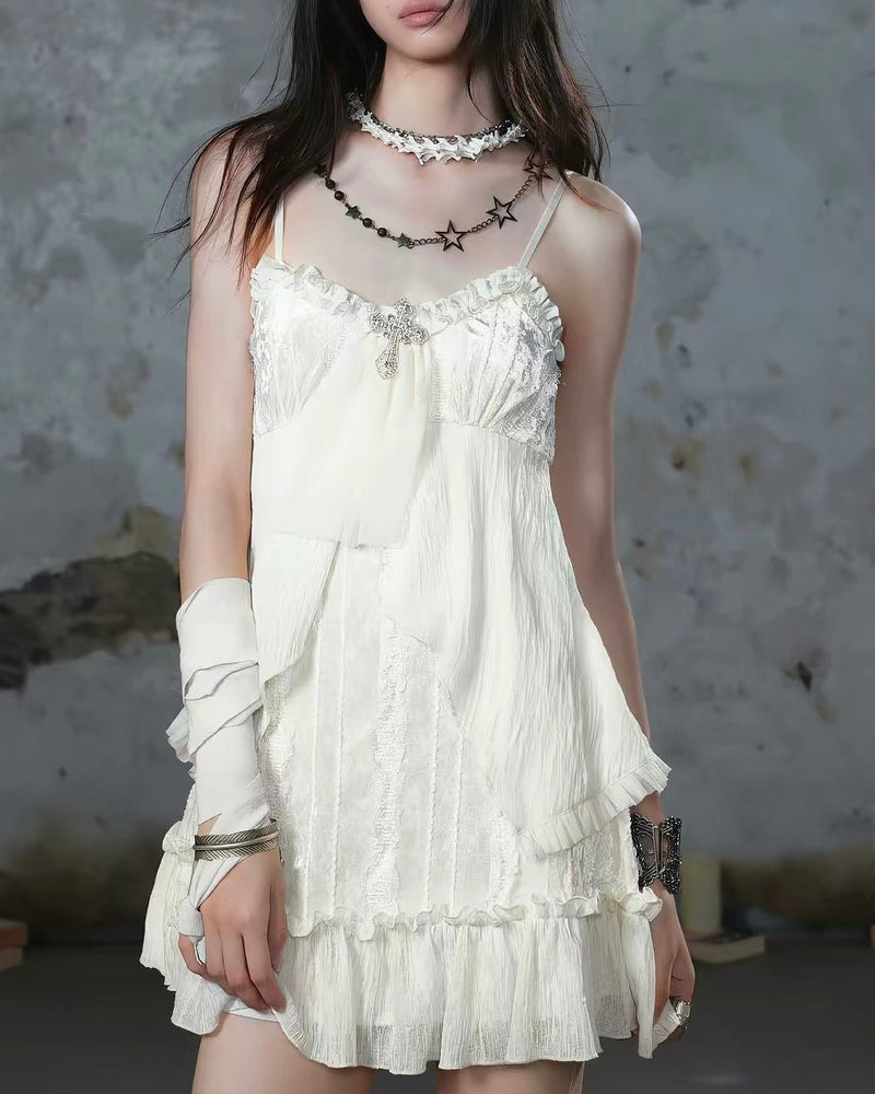 【Cest Nous】Velvet Bow Slip 
Dress