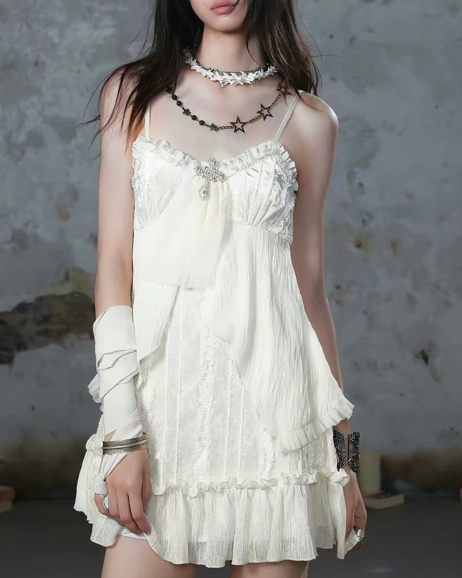 【Cest Nous】Velvet Bow Slip 
Dress