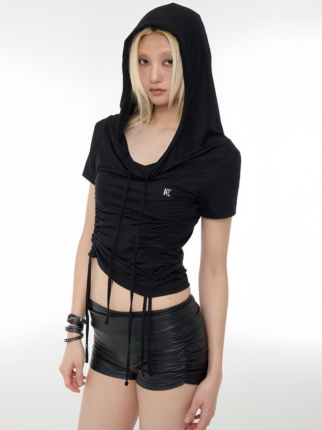 【ROCK CAKE】Shirring Hoodie Top