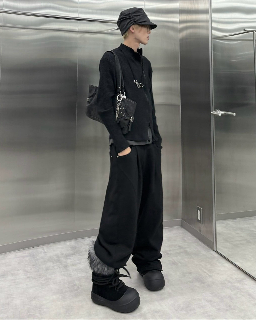 受注制【nmtc+】Ribbed high neck zip-up top (2color)