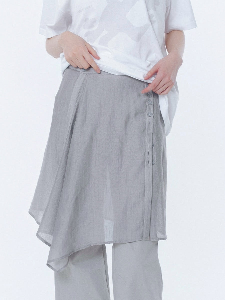 【Miseki seoul】Button layered wrap skirt