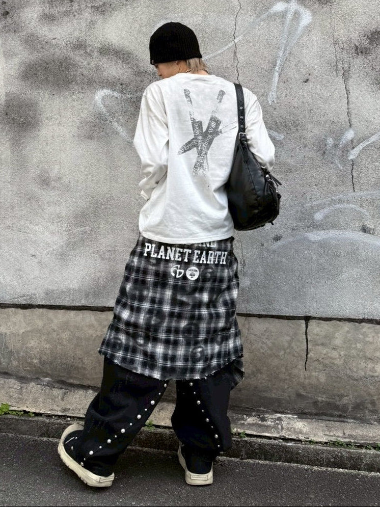 国際配送【Never mind the XU】stencil logo long sleeve tee