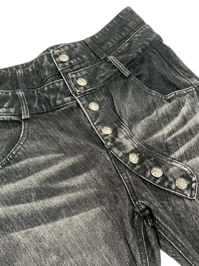 7/11 20:00発売　国際配送【BABY09】cross studs flare denim pants