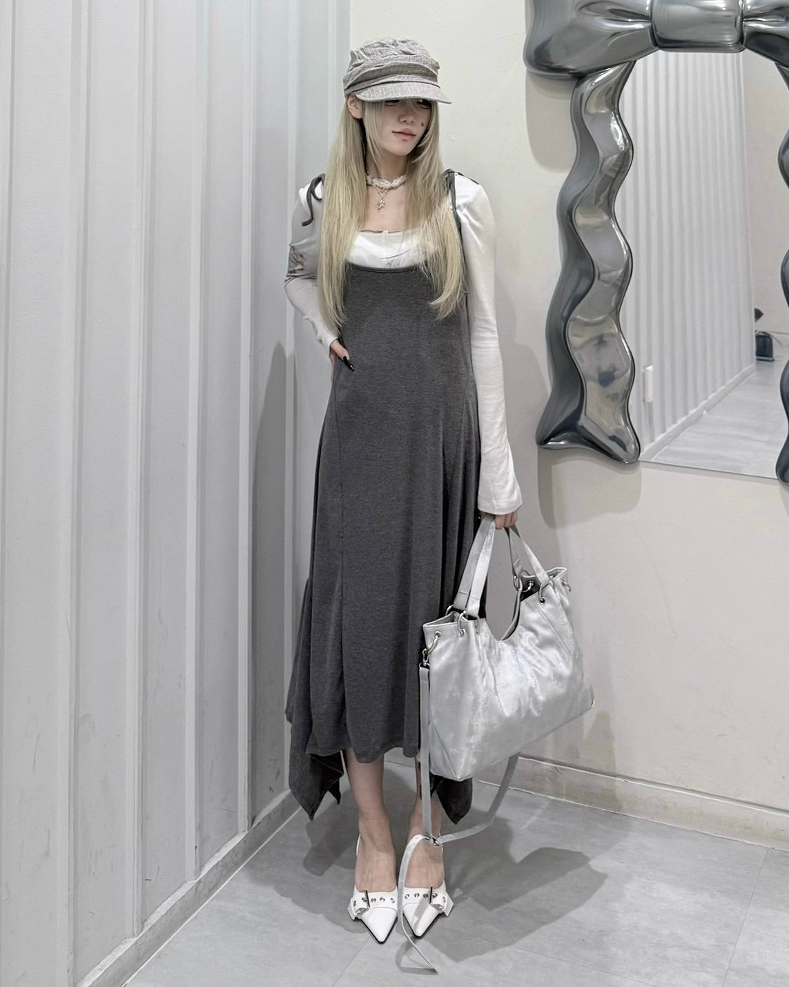 受注制【nmtc+】Curve Layered Long Skirt (2color)