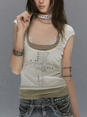 【Cest Nous】Cross graffiti T-shirt