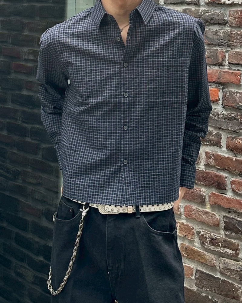 大阪店WEB限定受注制【Chikashitsu +】modern crop check shirt (2color)