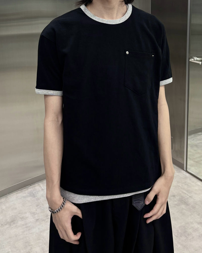 受注制【nmtc+】Washed Rivet Pocket Crop Slim Fit Tee (2color)