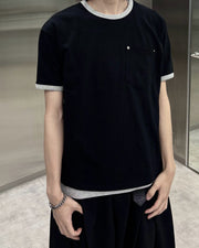 受注制【nmtc+】Washed Rivet Pocket Crop Slim Fit Tee (2color)
