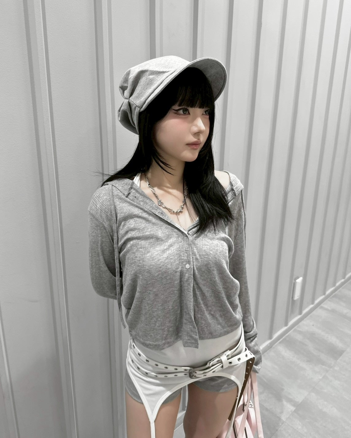 受注制【nmtc+】Sheer Button Hooded Cardigan (2color)