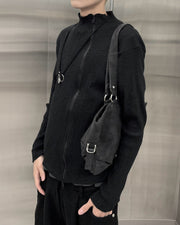 受注制【nmtc+】Ribbed high neck zip-up top (2color)