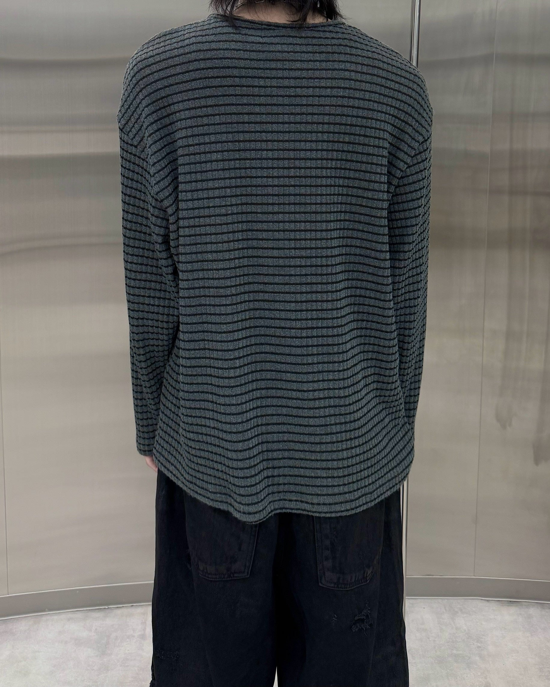 受注制【nmtc+】diagonal button border long sleeve (2color)