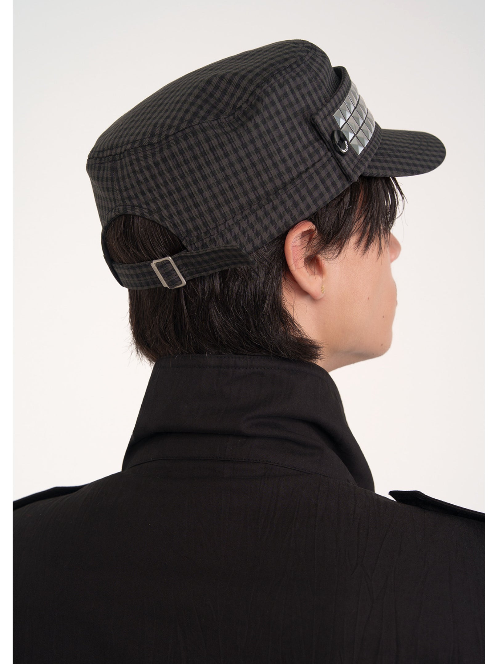 【ESC STUDIO】Studded Plaid patch military cap