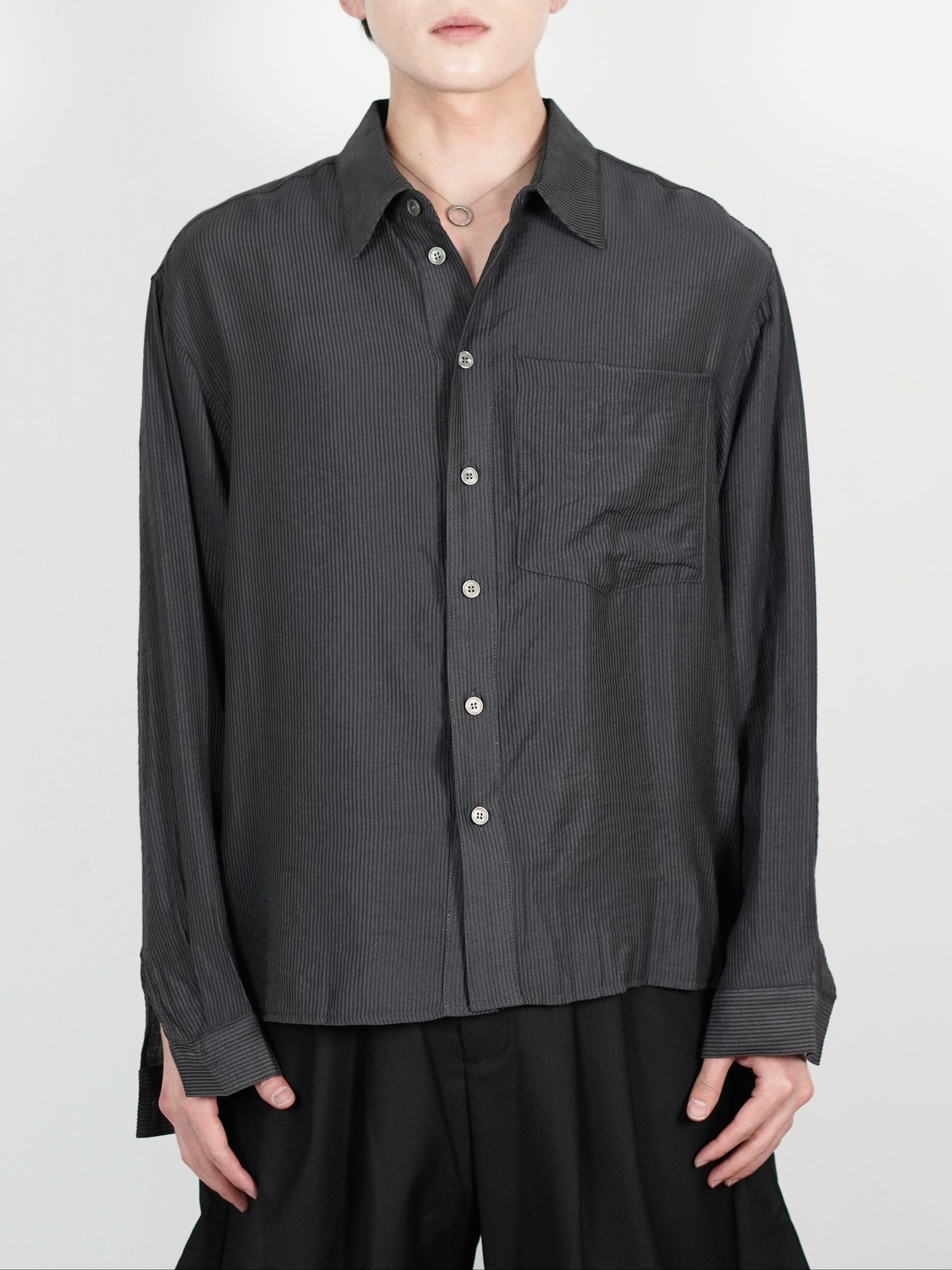 5/8 20:00 発売 受注制【Chikashitsu +】soft cropped stripe shirt (3color)