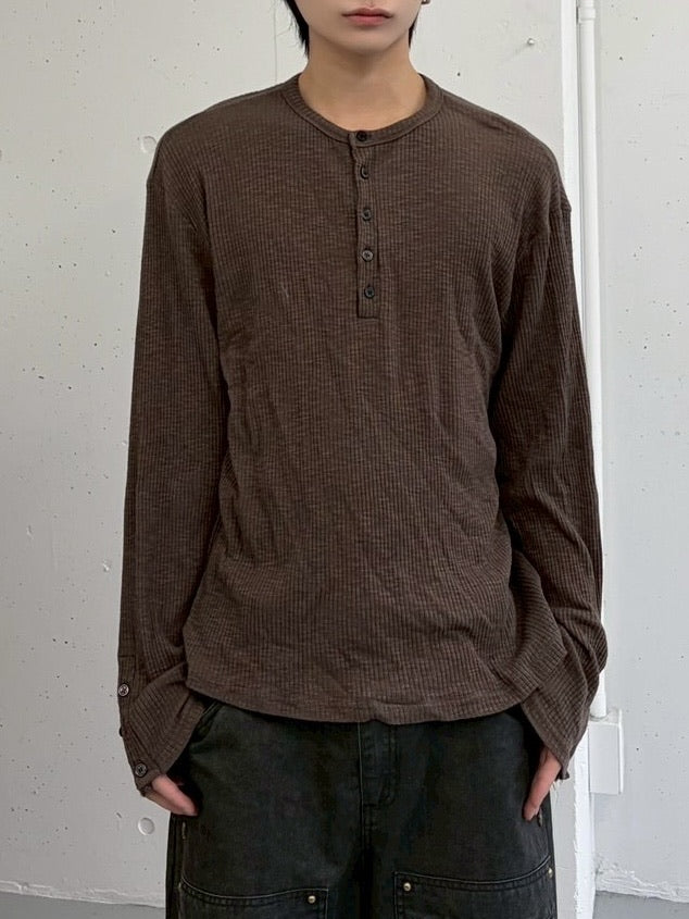 受注制【LUV CODE】henley neck long sleeve tee (4color)