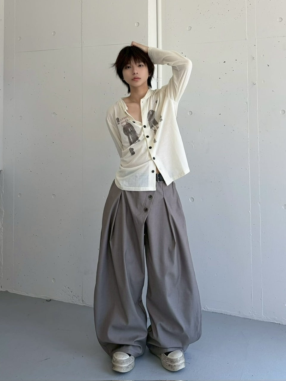 国際配送【LUV CODE】stand collar shirt (2color)