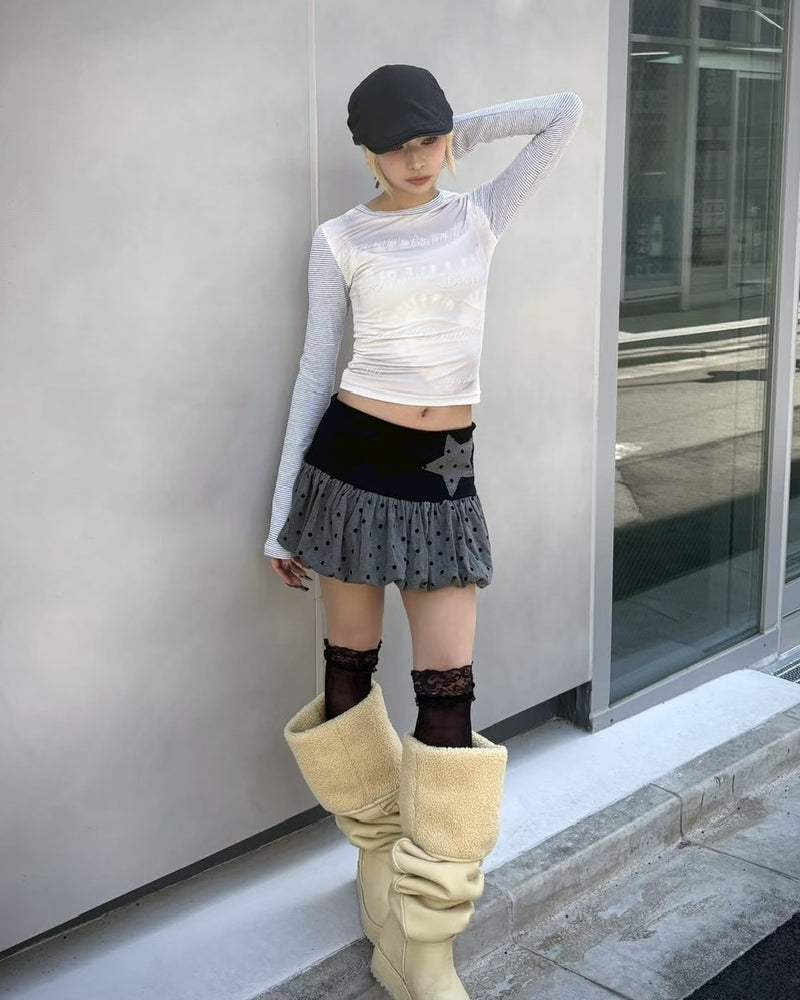 【Never mind the XU】star dot balloon skirt