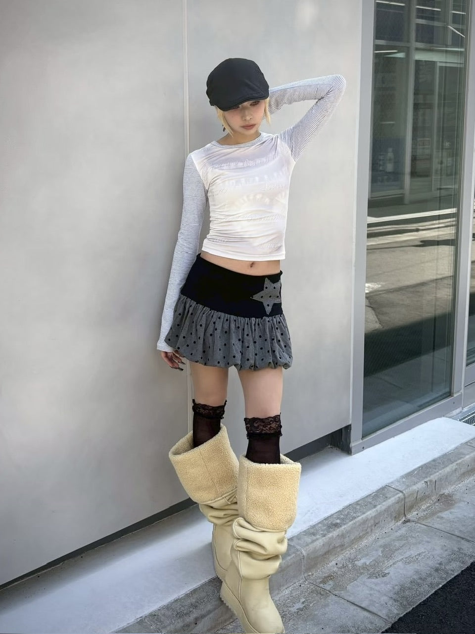 【Never mind the XU】star dot balloon skirt