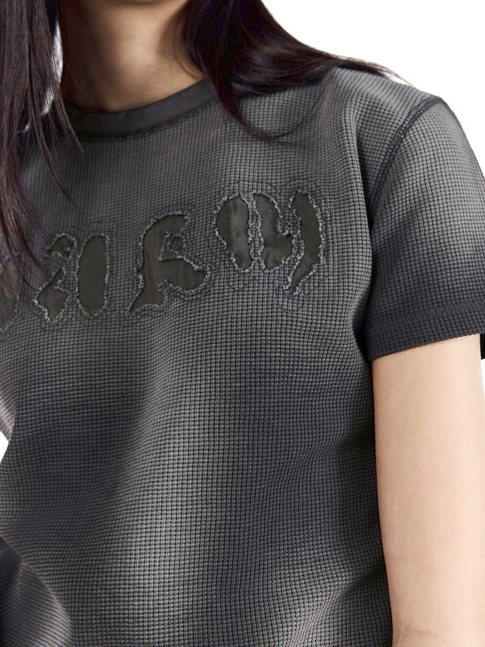 【AAKAM】Reverse Patch Waffle Half Top