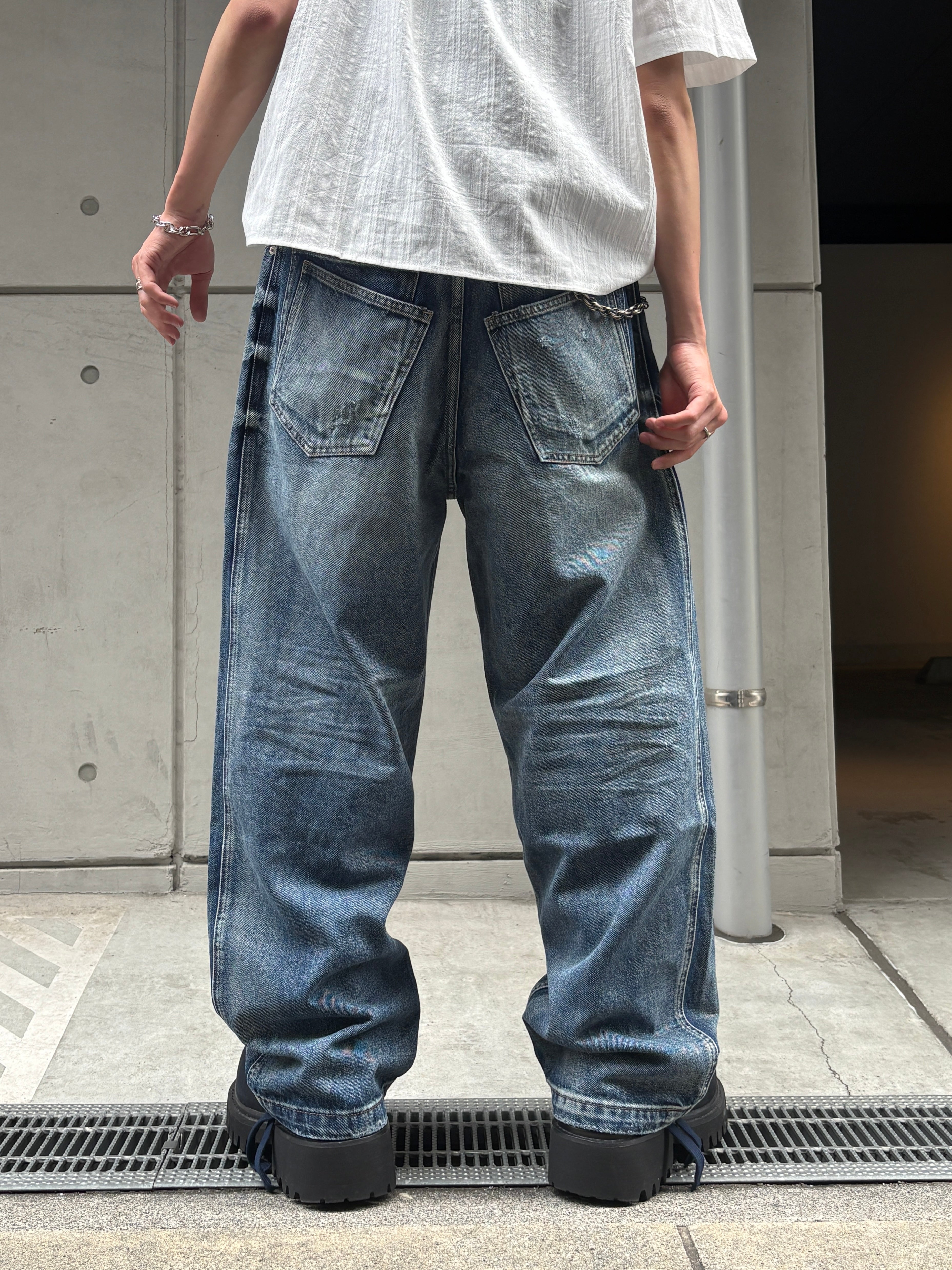 大阪店WEB限定受注制【Chikashitsu +】double back pocket denim pants (2color)