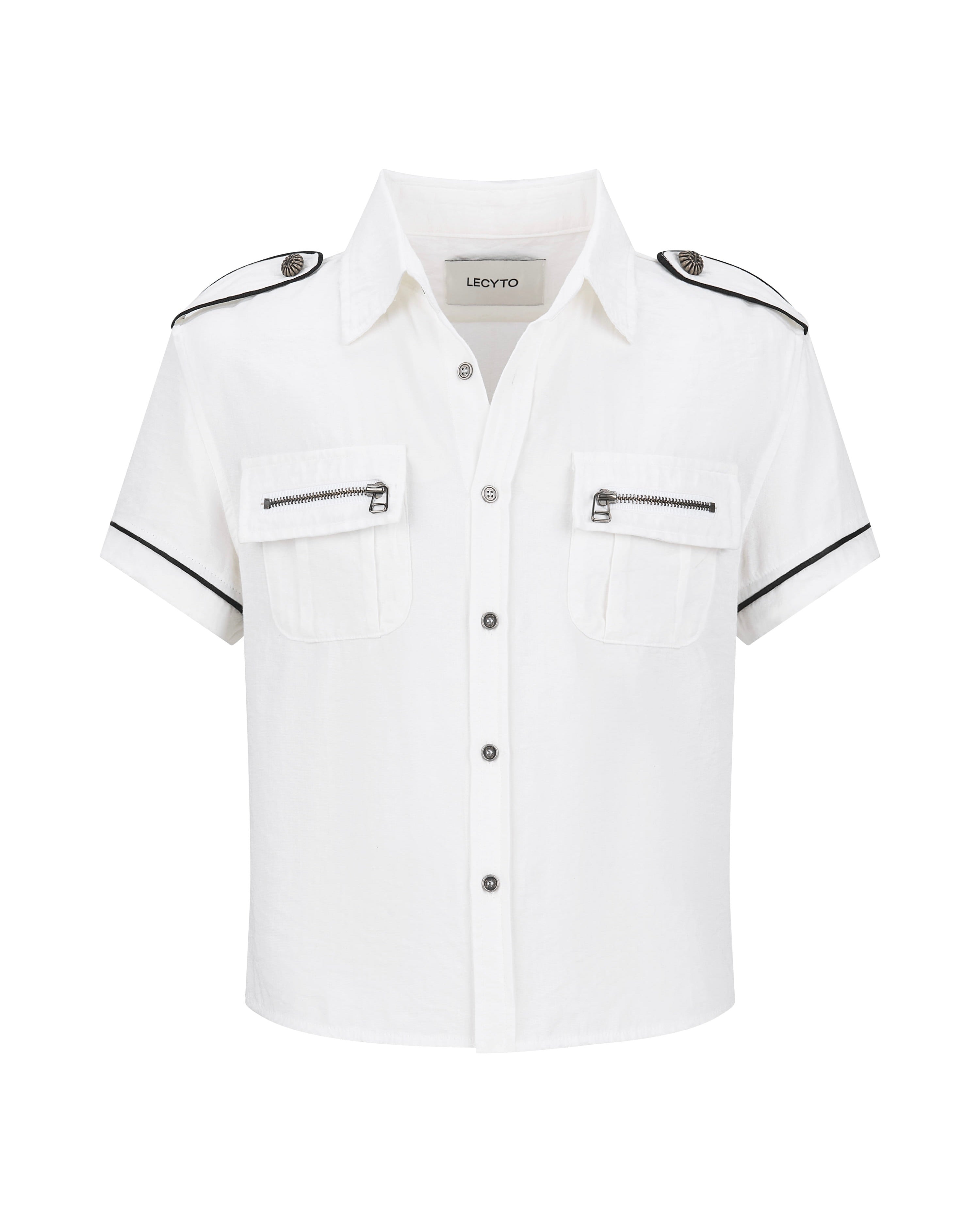 【LECYTO】Piping Military Half Shirt