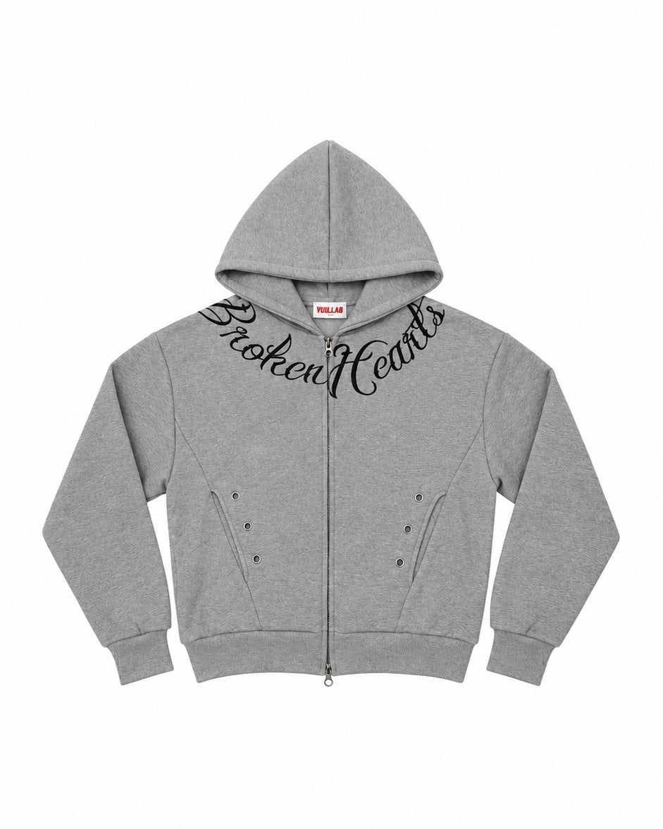 受注制【Never mind the XU】SCRIPT EYELET ZIP HOODIE (3color)