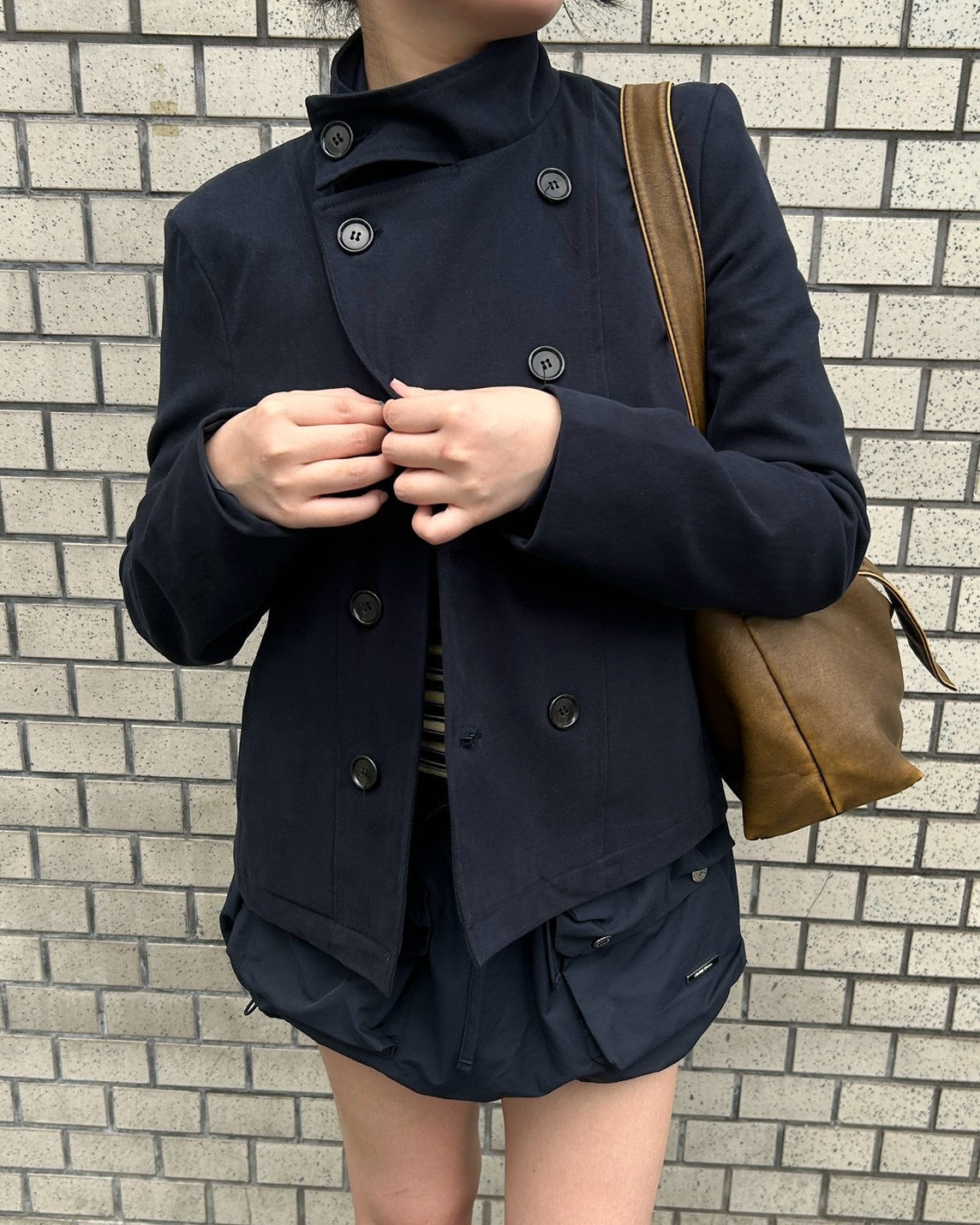 受注制【OaKS】low-neck slim-fit jacket (3color)