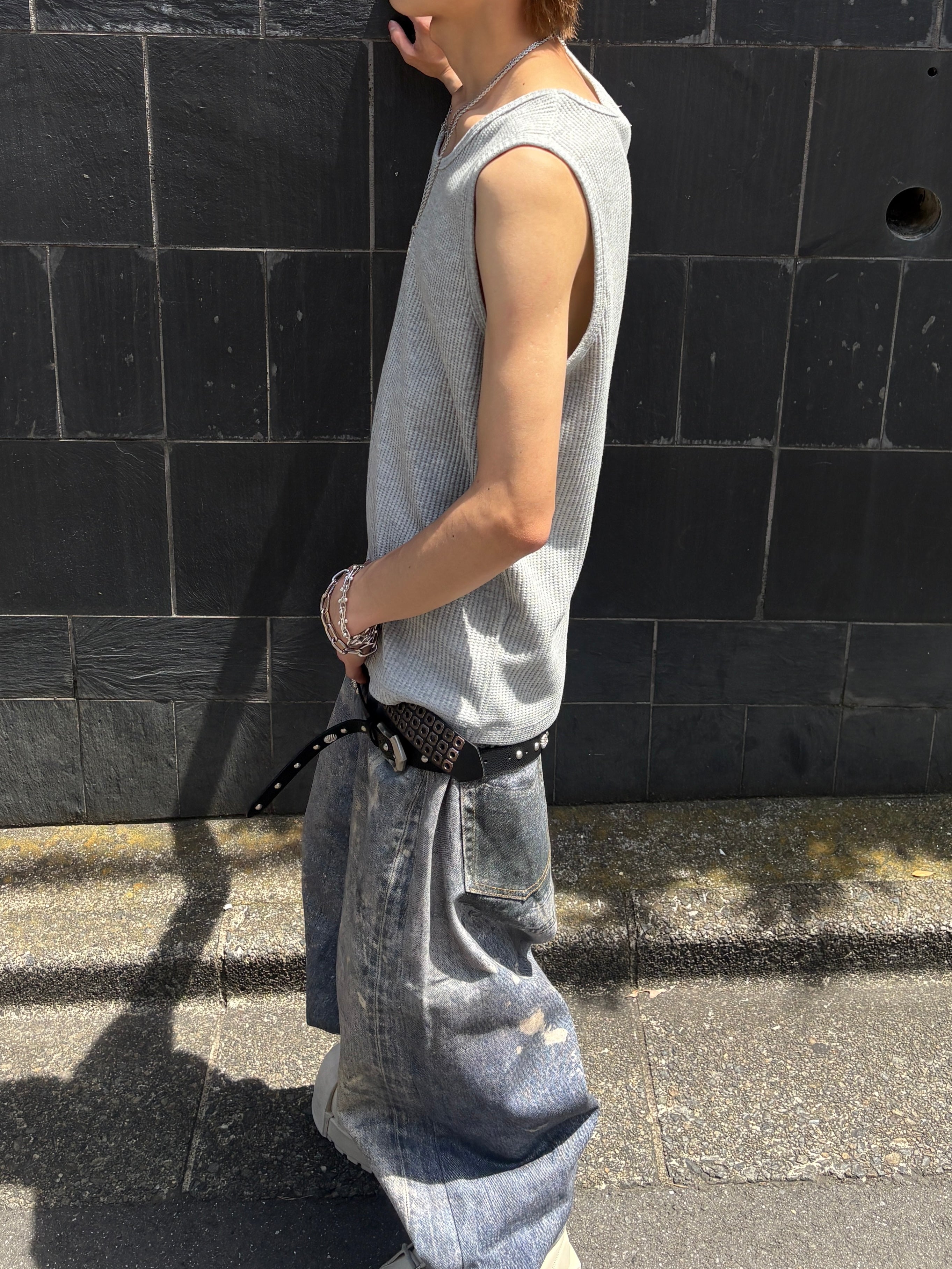 受注制【youll】Waffle tank top (3color)