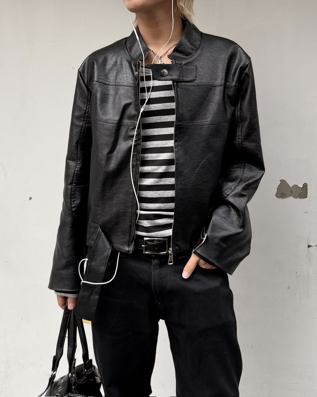 国際配送【RENOL】faux leather biker jacket