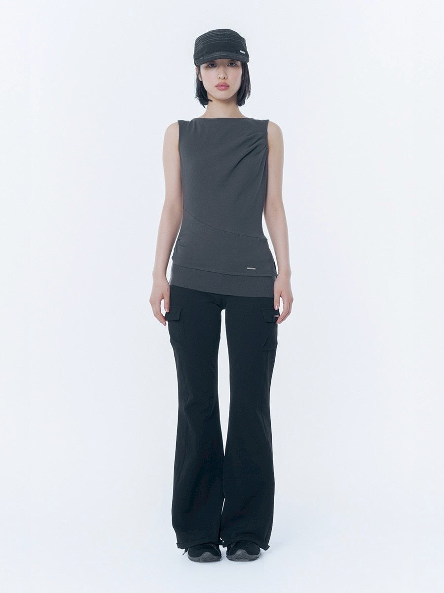 【Miseki seoul】Unbalanced sheer layered sleeveless