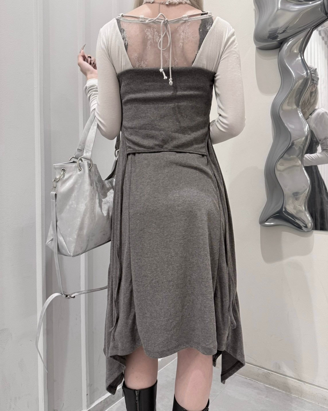 受注制【nmtc+】Curve Layered Long Skirt (2color)