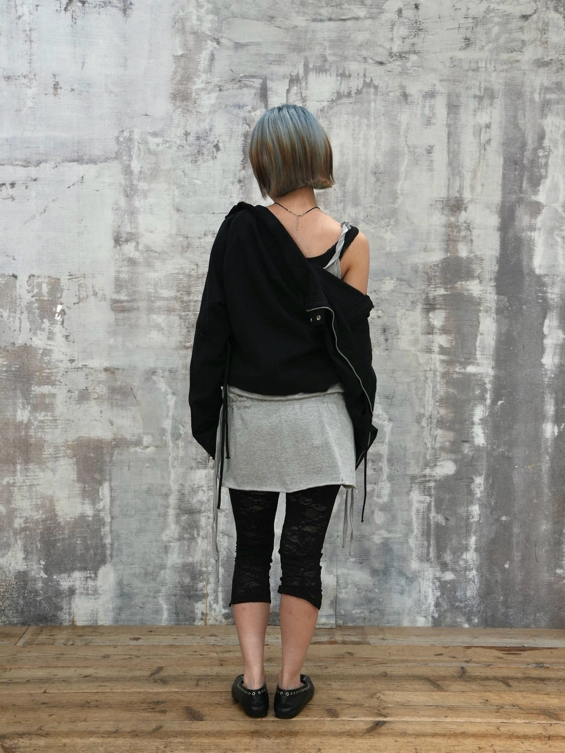 受注制【OaKS】drawstring layered mini dress (2color)