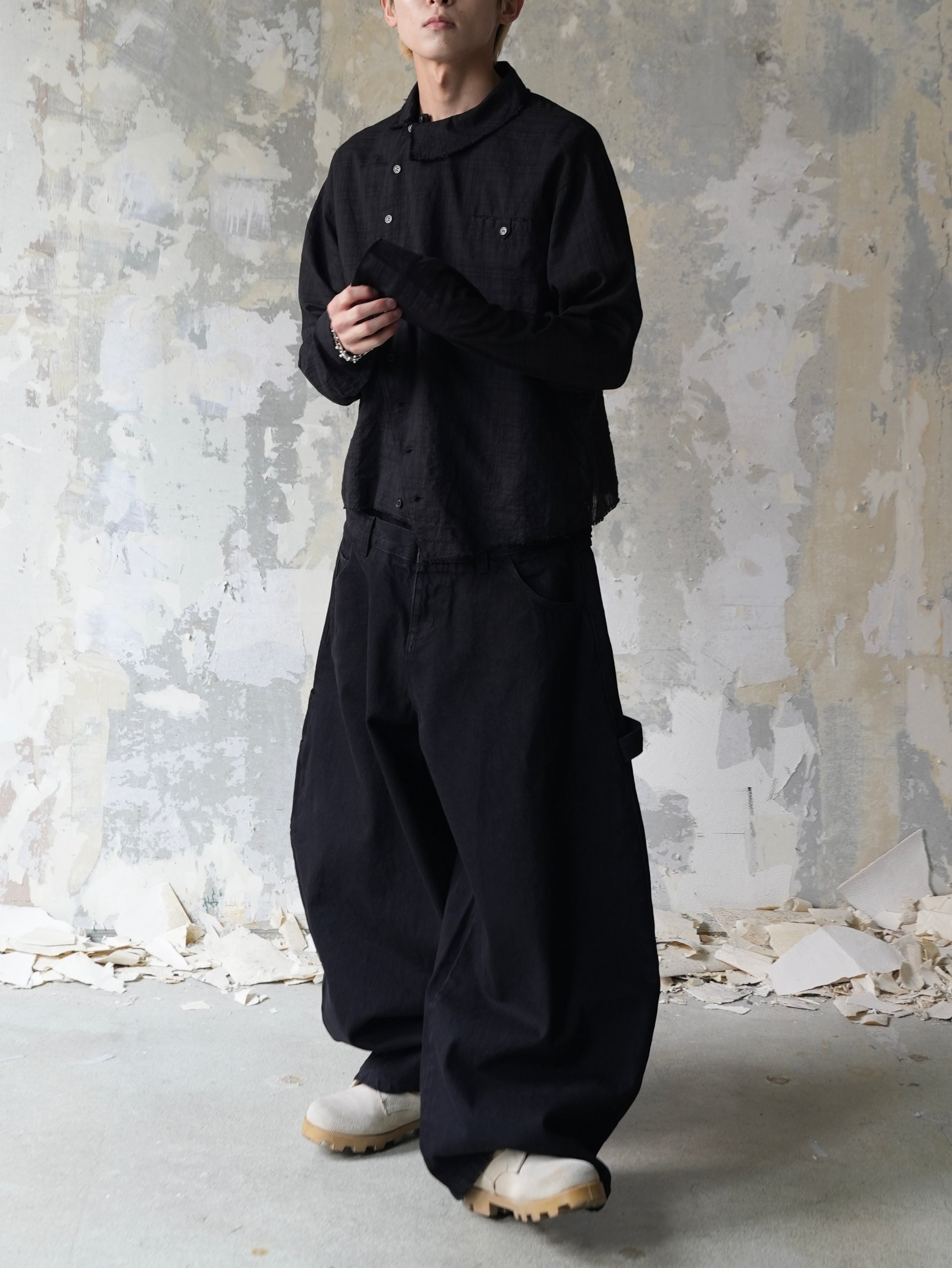 【Lee fi Ne】Double Waist Baggy Jeans