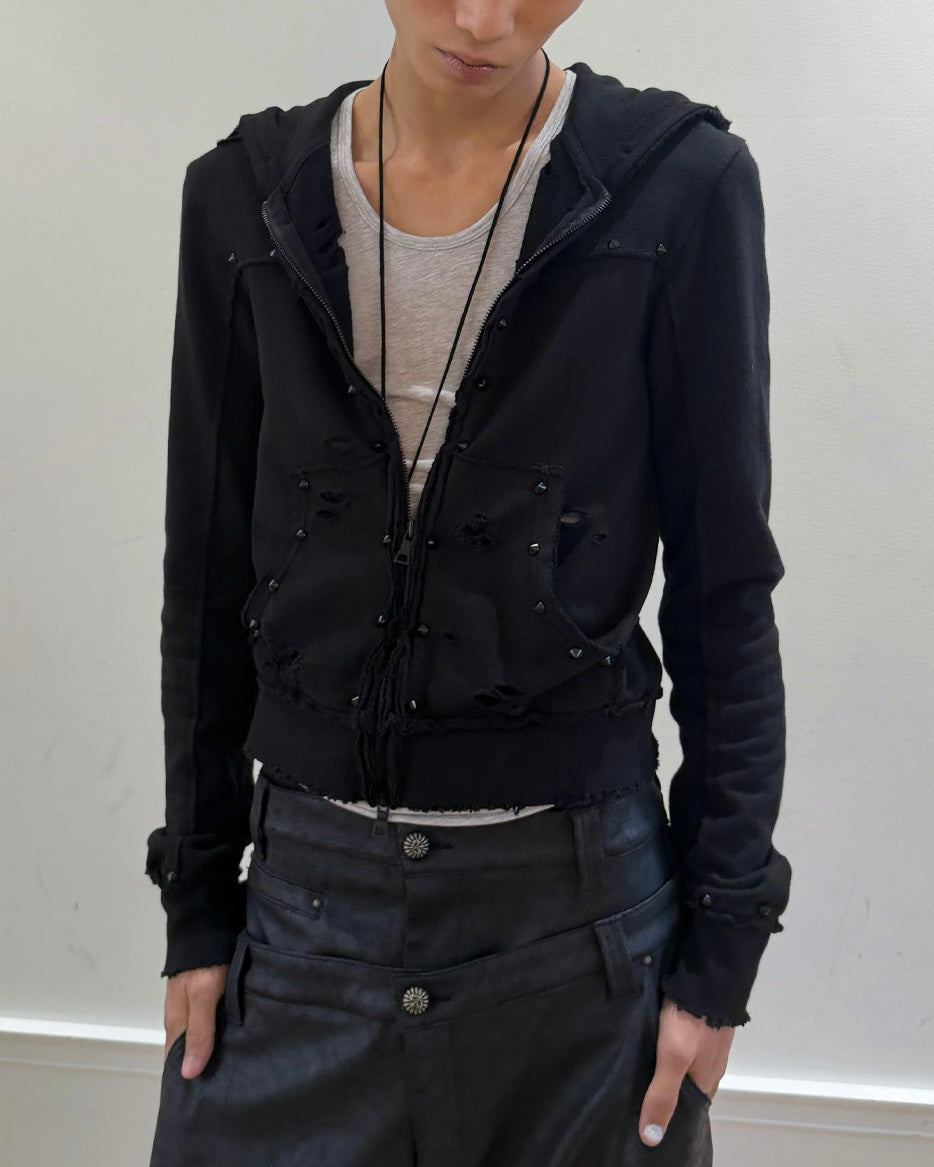 【LECYTO】Destroyed Spike Zip-Up Hoodie