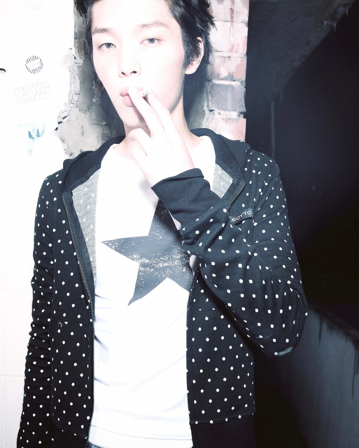 【LECYTO】Polka Dot Hoodie Zip-Up