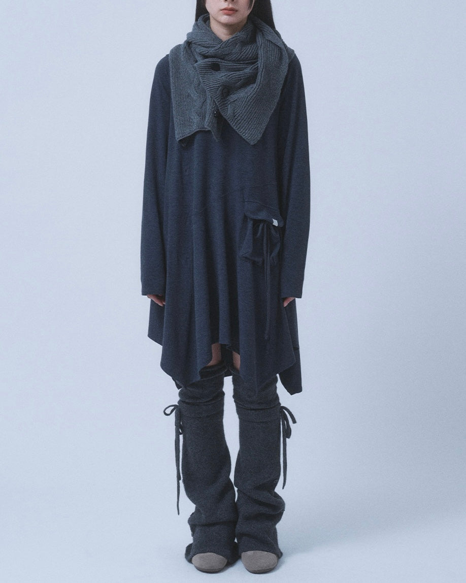 【TUOMIO】BUTTON WOOL KNIT MUFFLER