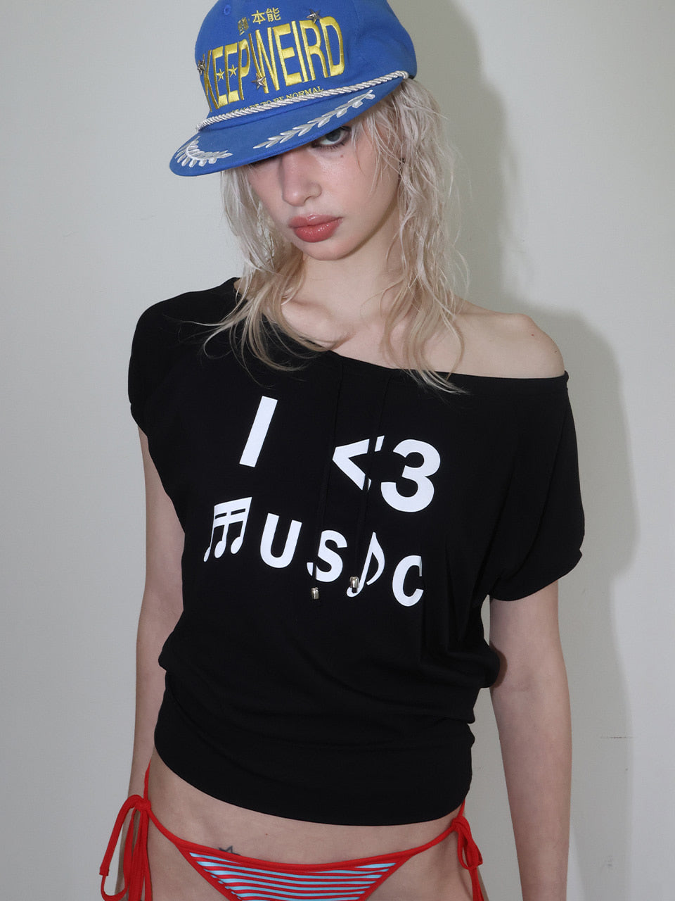 【CRANK】I LOVE MUSIC OFF-SHOULDER TOP