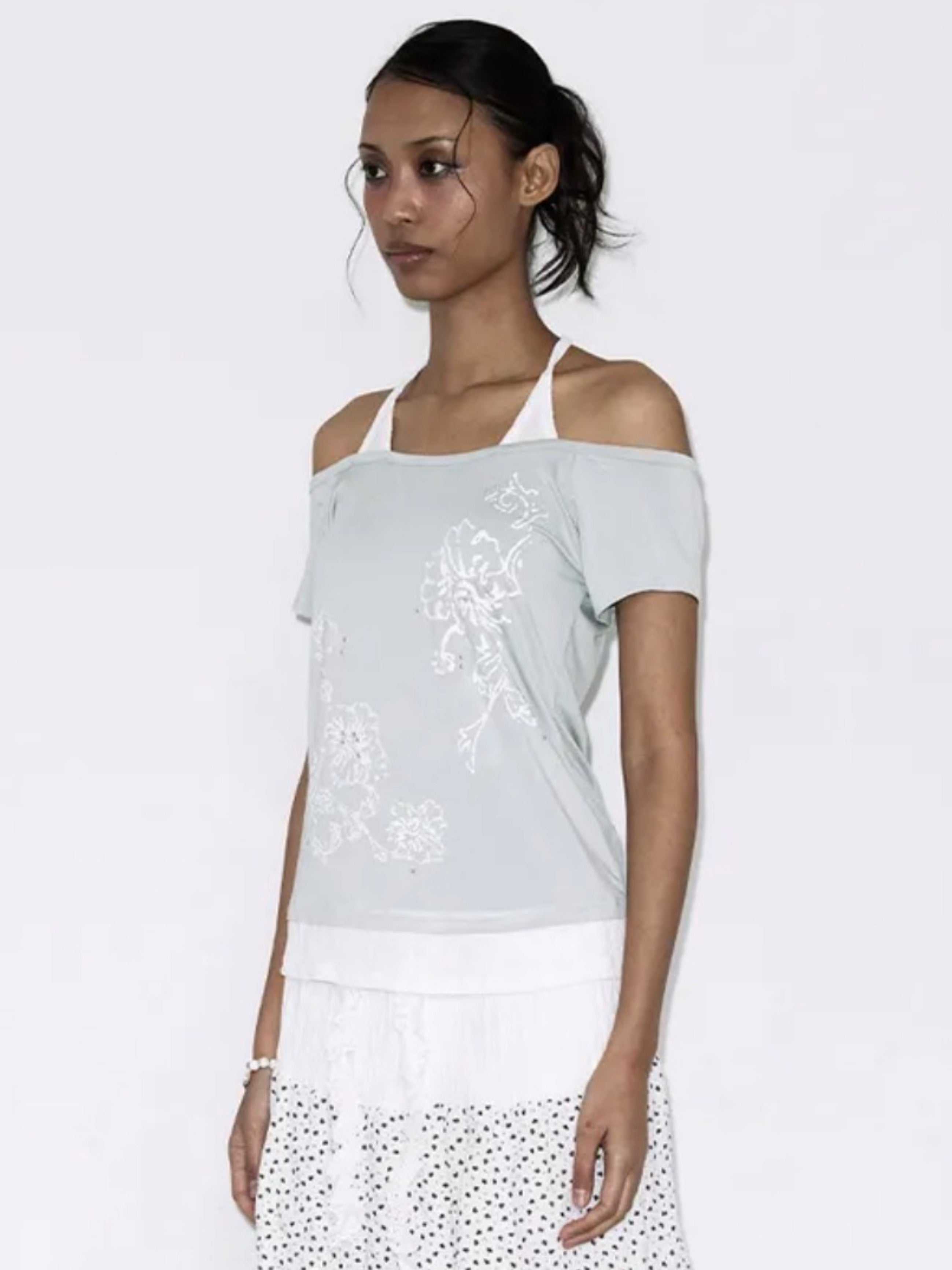 【FANCY CLUB】ROSY HALTER OFF-SHOULDER TOP