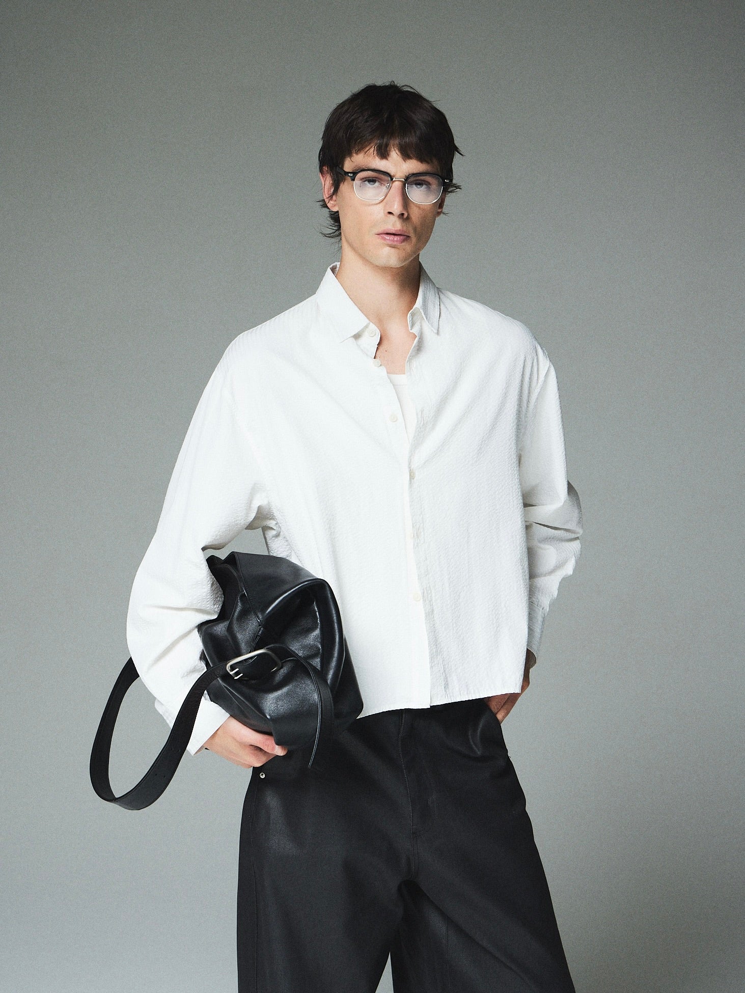 【CS】CROPPED STRIPE BUTTON UP SHIRT