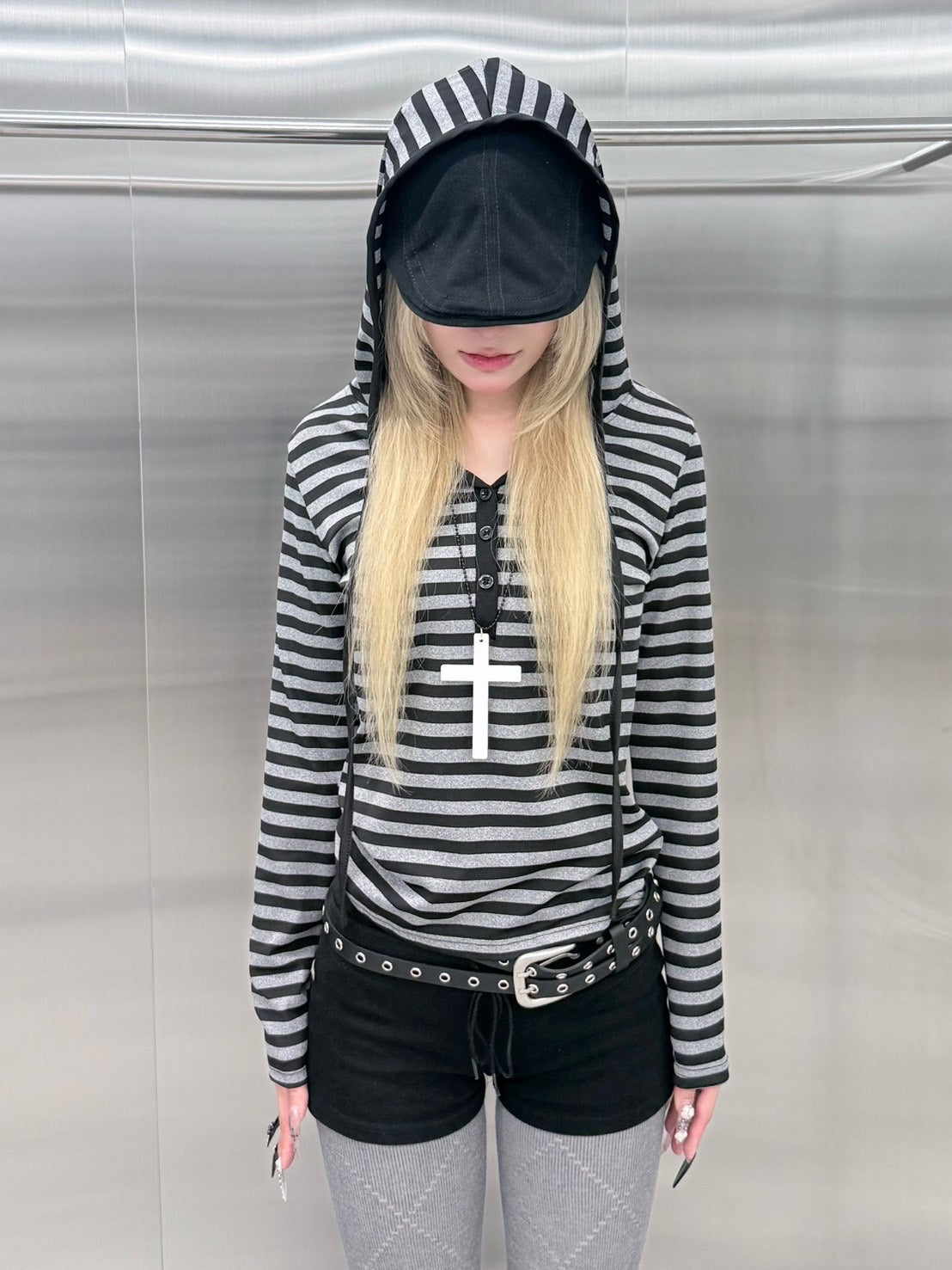 【nmtc+】border hooded long sleeve (2color)