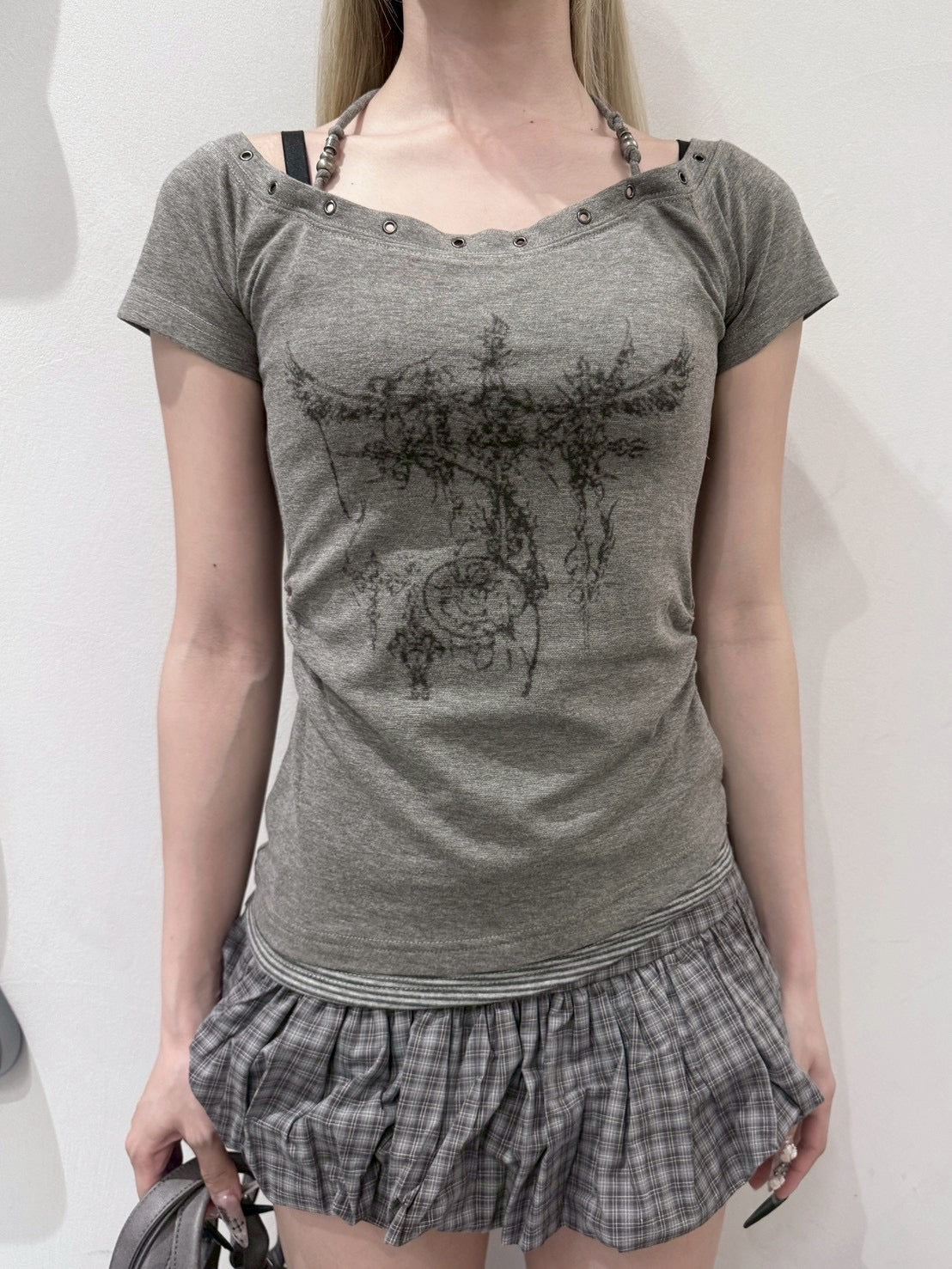 6/19 20:00発売 受注制【nmtc+】Anco Studded Halter Neck Tee (3color)