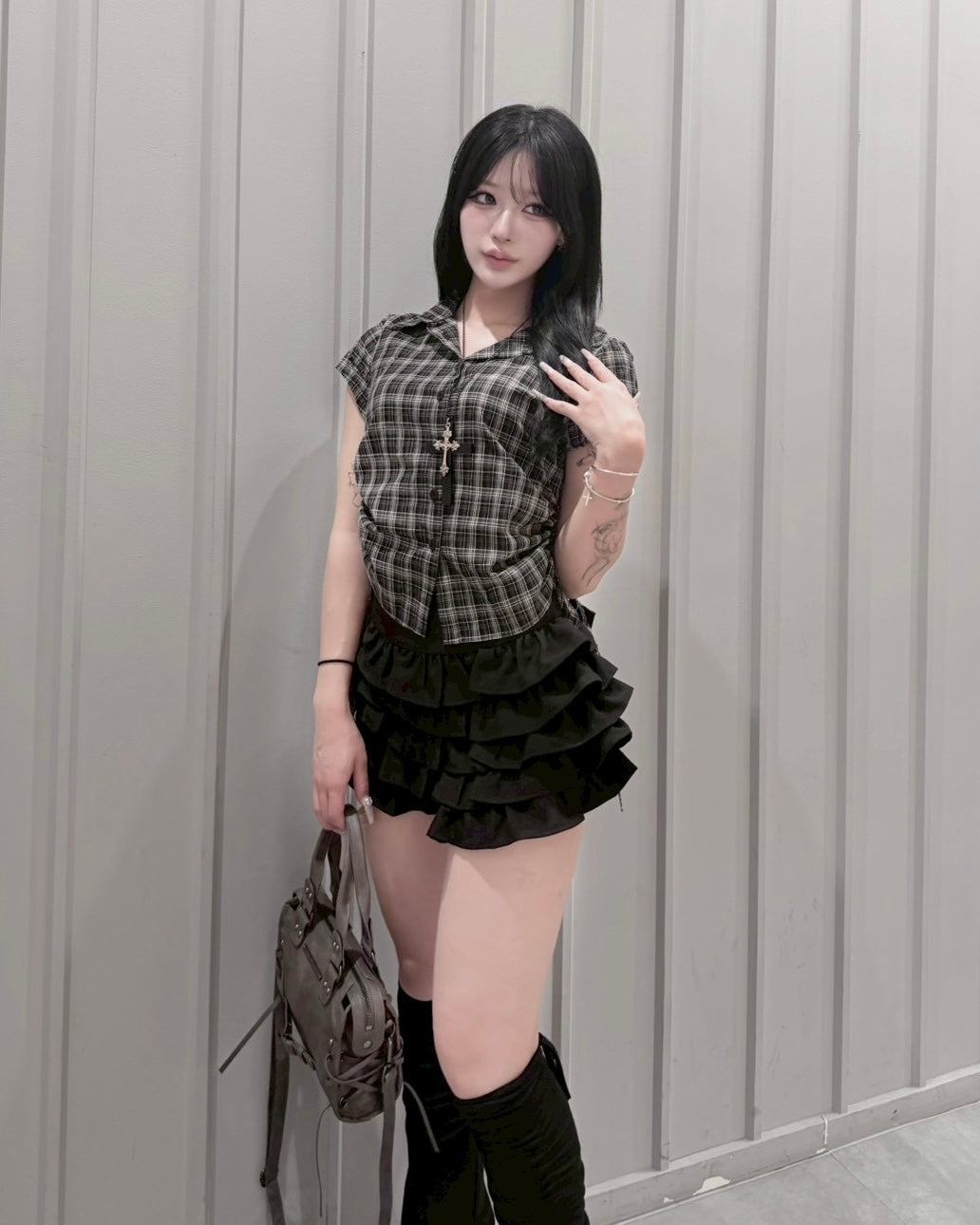 受注制【nmtc+】Drawstring Check Shirt