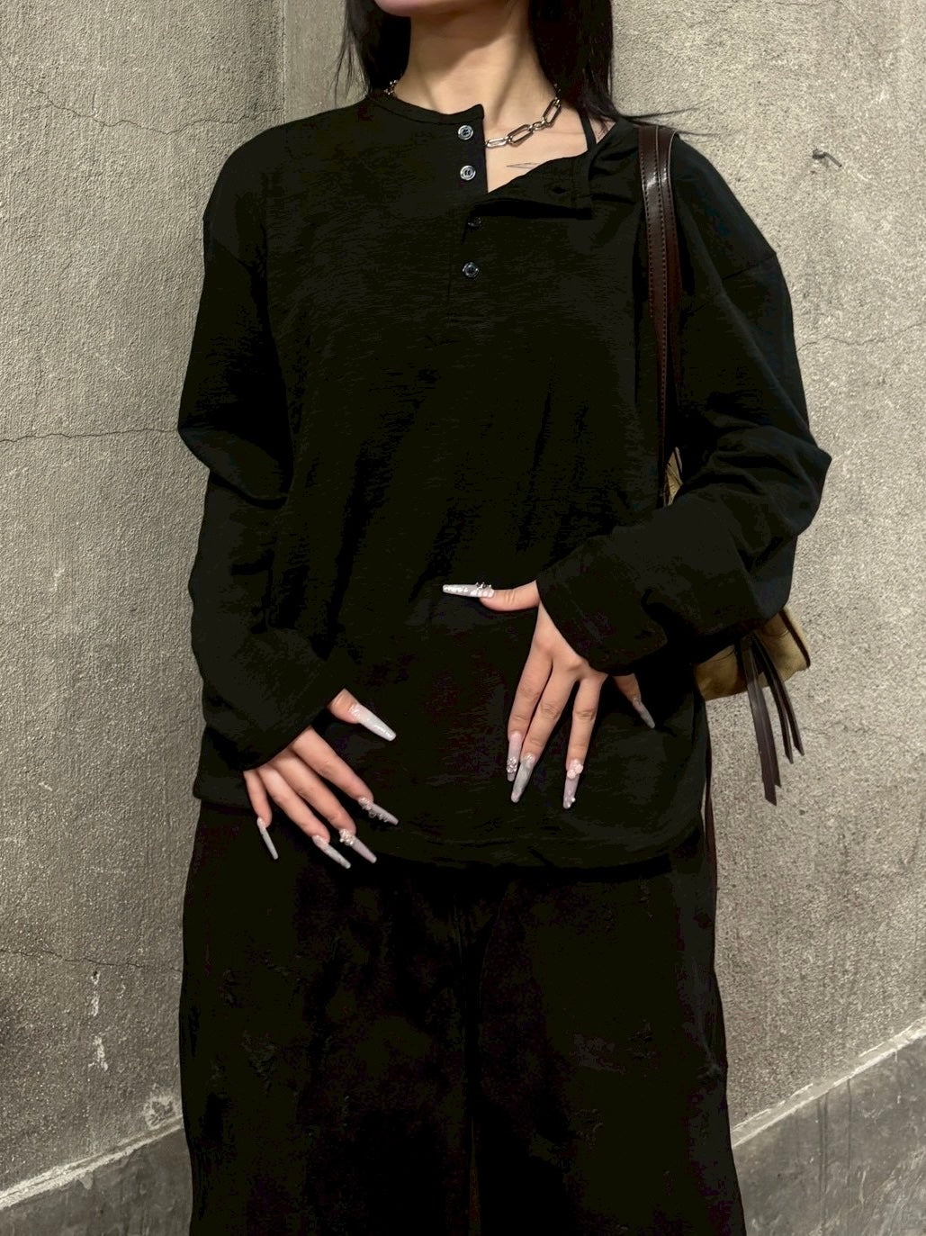 受注制【youll】basic henry neck long sleeve (2color)