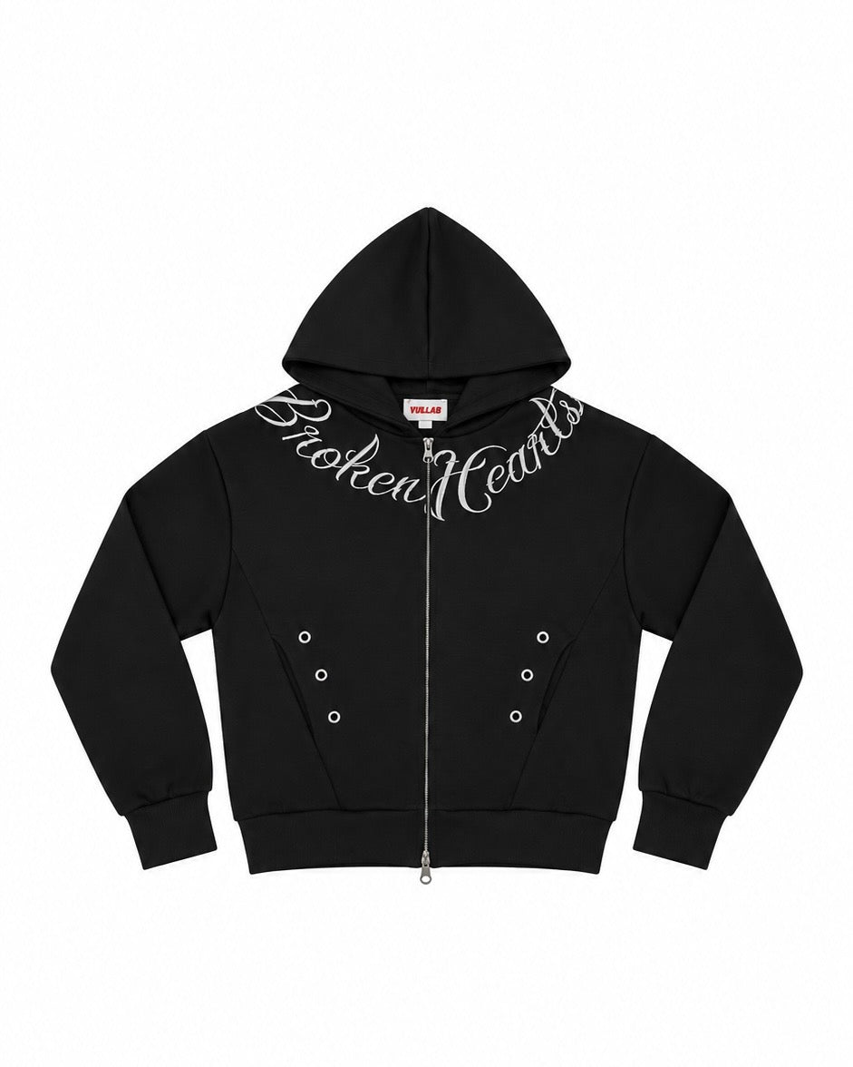 受注制【Never mind the XU】SCRIPT EYELET ZIP HOODIE (3color)