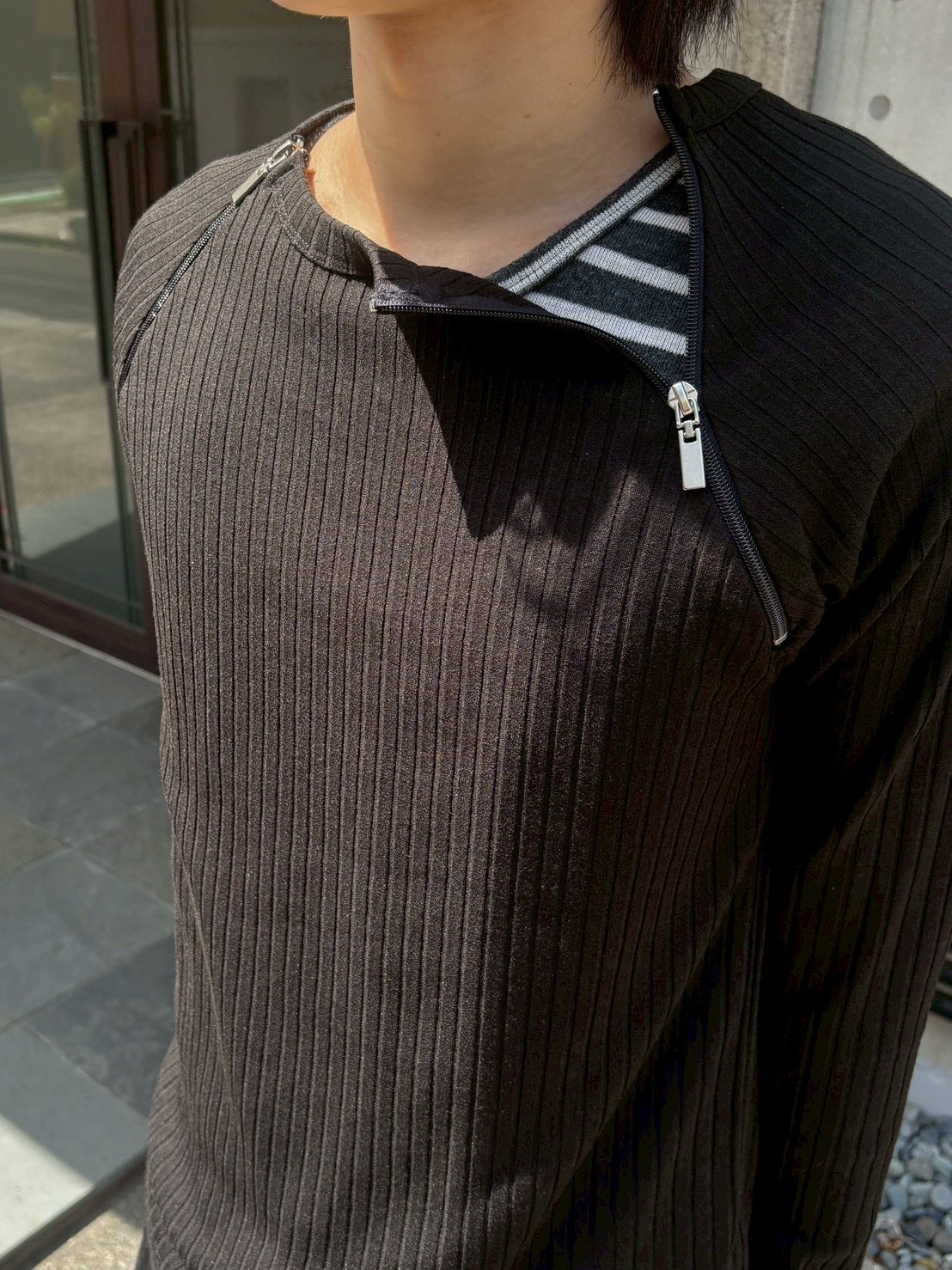 4/25 20:00発売 受注制【nmtc+】neck zip long sleeve (2color)