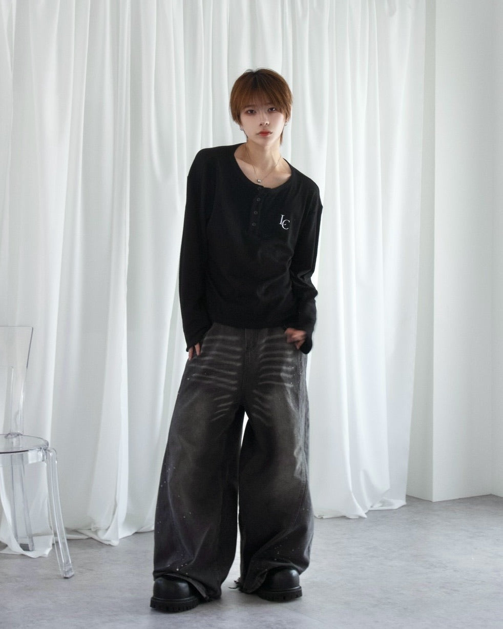 【LUV CODE】LC Button henley long sleeve tee (3color)
